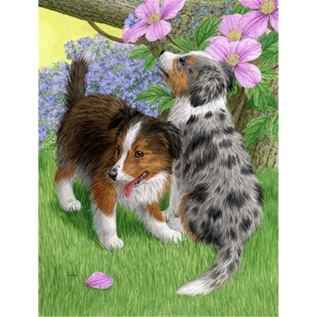 Carolines Treasures Sheltie Puppies Flag Canvas House Size ASA2166CHF